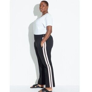 See Rose Go Womens High Rise Straight‎ Tailored Track Pants Black 18 Striped